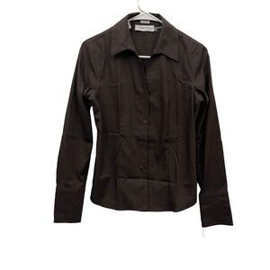 Calvin Klein Brown Longsleeves Button Down Shirt Size 2 New